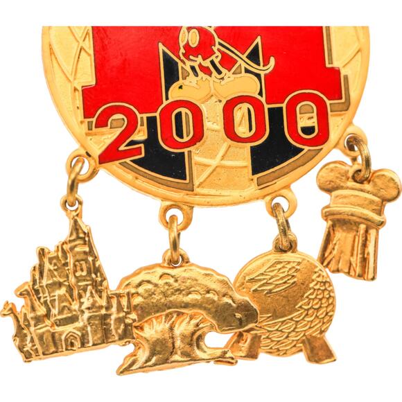 Disney 2000 4 Park Icon Dangle Gold Limited Edition /10,000 Pin - Picture 2 of 8